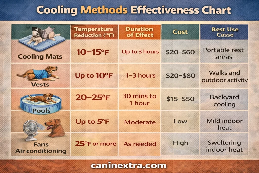 Cooling Methods Effectiveness Chart