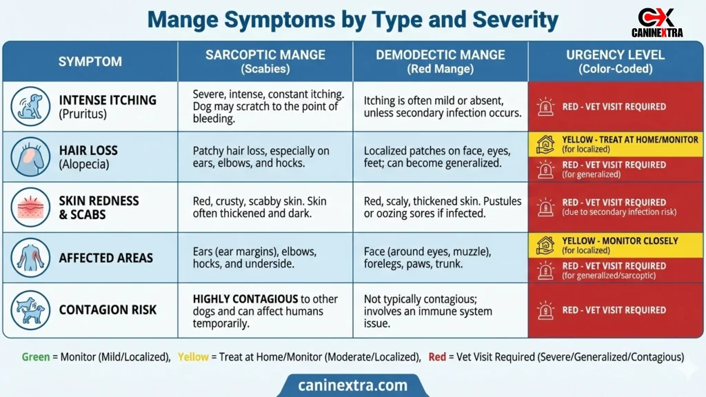 Mange Symptoms by Type and Severity